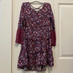 Purple Blue an White Girls Flower Dress